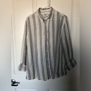 NWOT Vacay Swimwear Men’s 100% Linen Stripe Button-Up Shirt Size Small